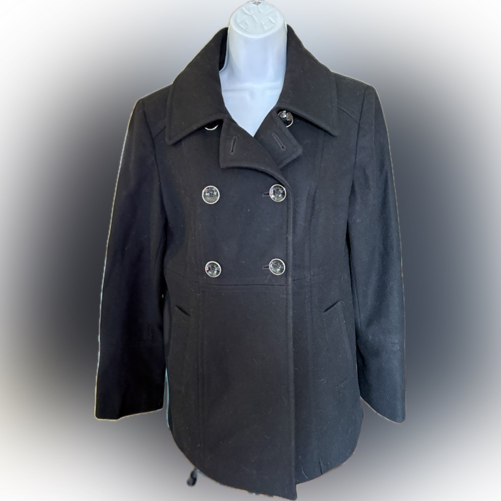 Michael Kors Wool Blend Black Pea Coat Women’s Jacket Size 10